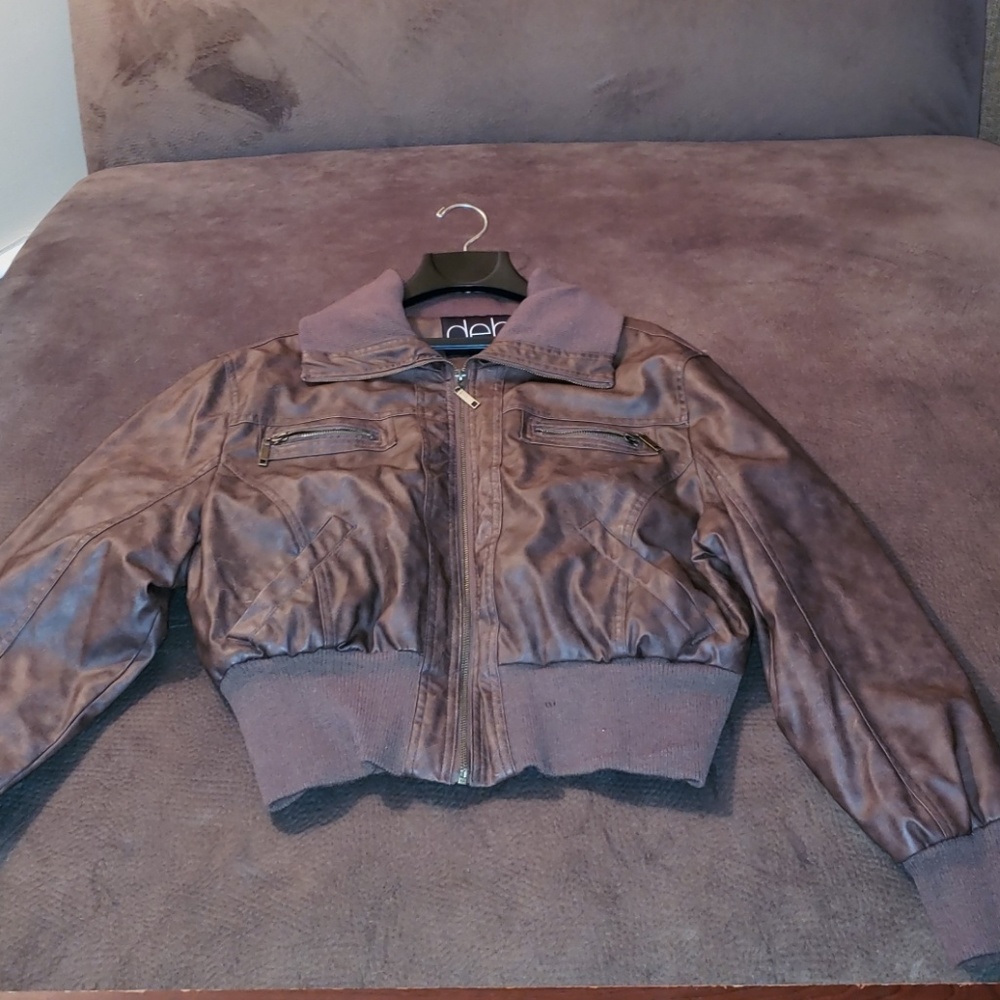 Brown bomber jacket from Deb 1X crop style